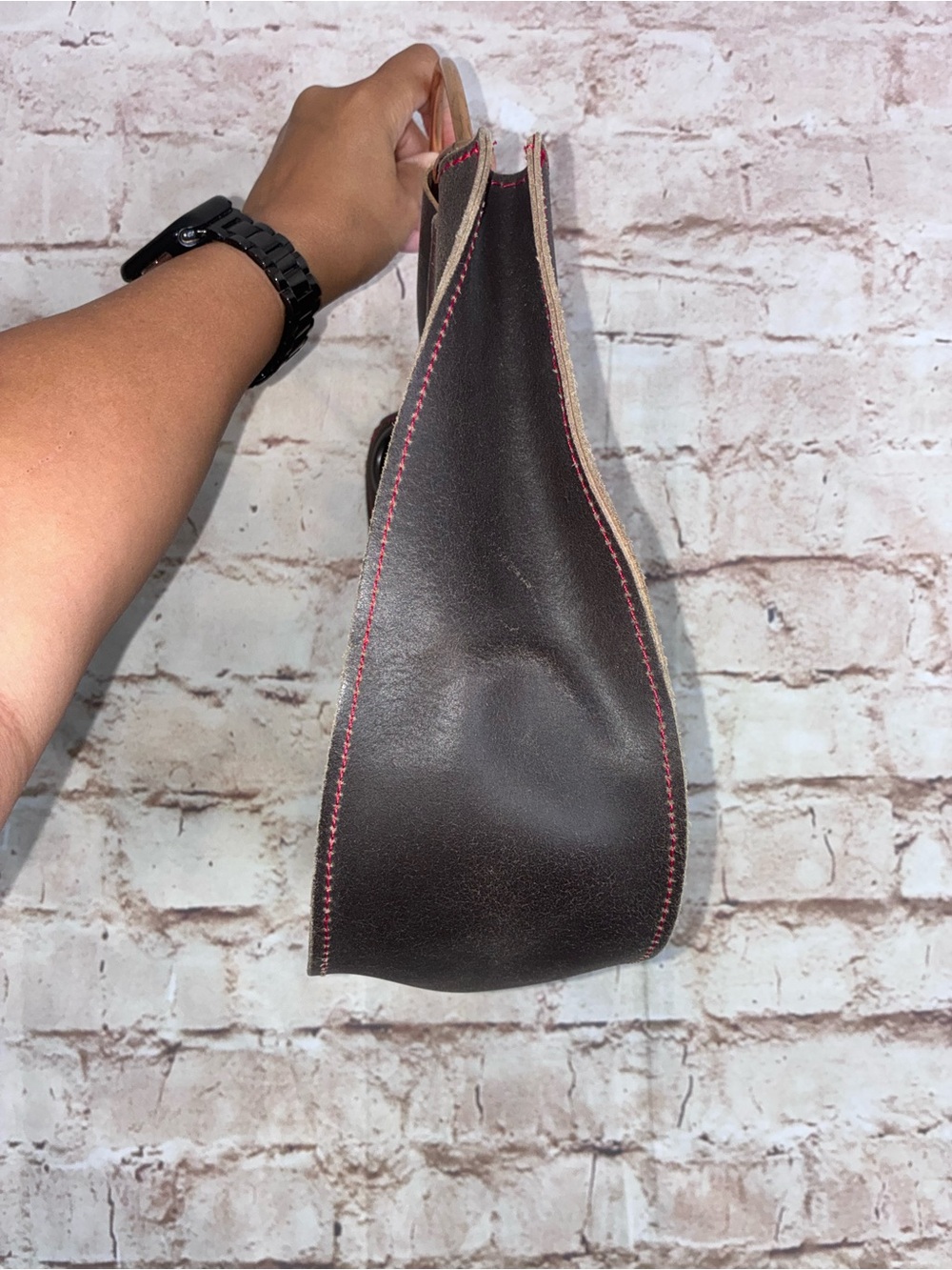Just Cavalli Dark Brown Leather Top-Handle Satchel with Metal Accent - Picture 3 of 8